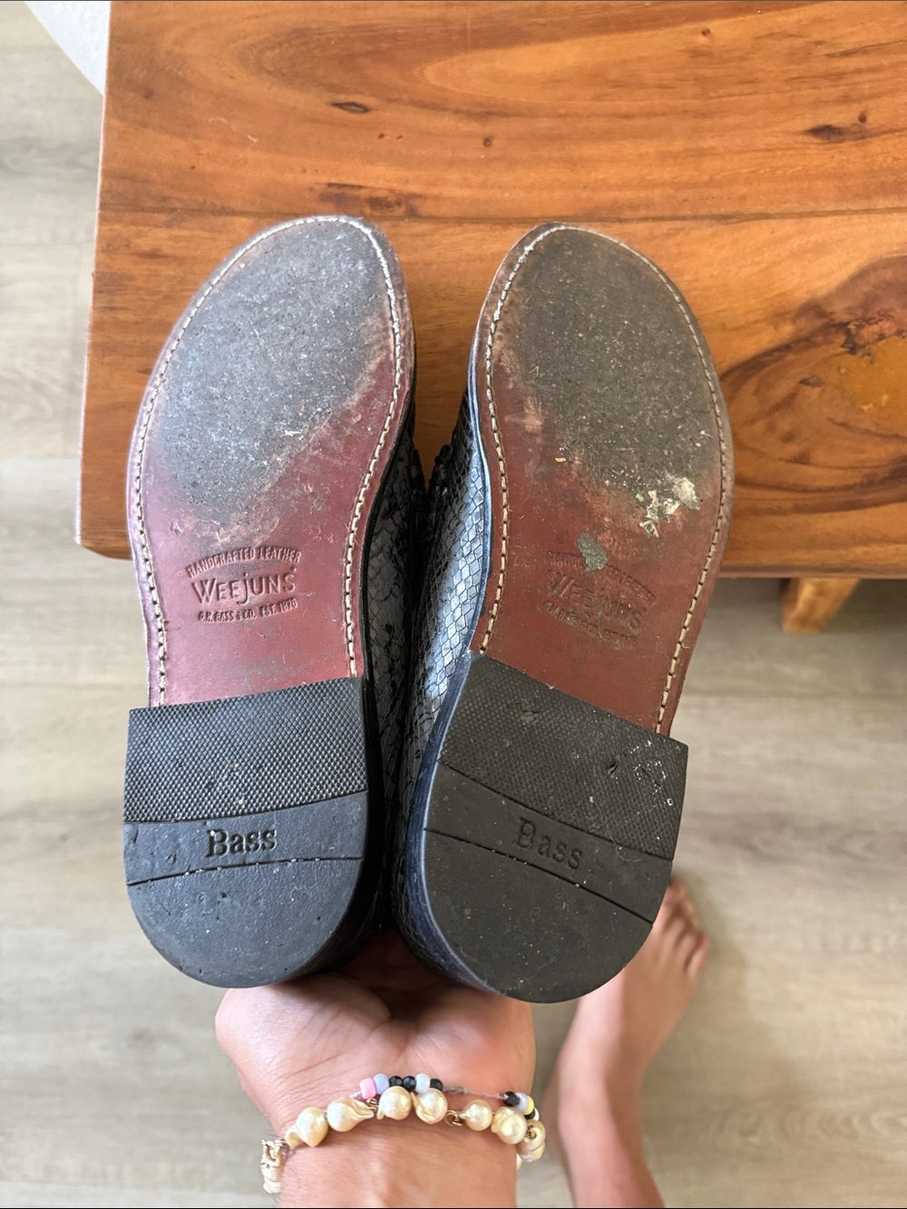 Weejuns Dark Gray Snake-Embossed Leather Penny Loafers - Picture 6 of 7